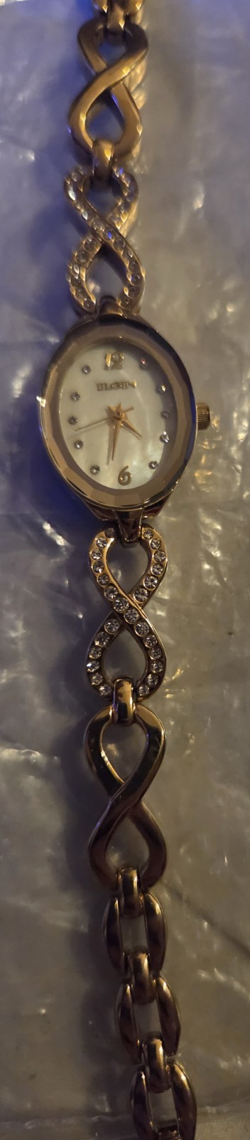 Elgin Women’s Quartz Analog Oval Watch Blue Dial Gold Tone Bracelet