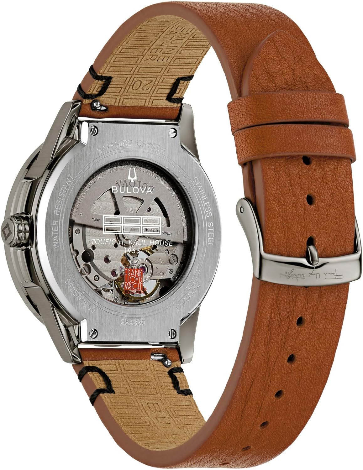Men’s Frank Lloyd Wright Automatic Watch with Leather Strap & Exhibition Case