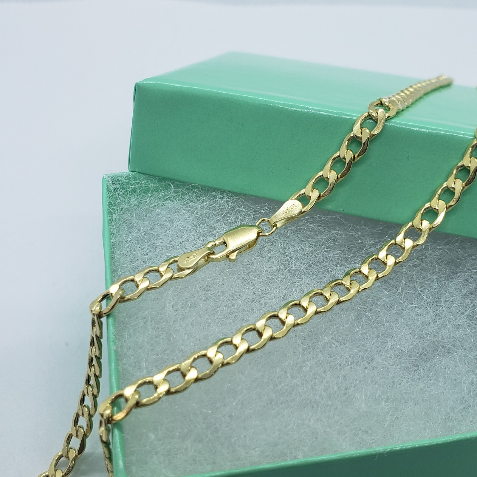 10K Yellow Gold Hollow Cuban Curb Chain Link Necklace Bracelet 2~7mm All Sizes