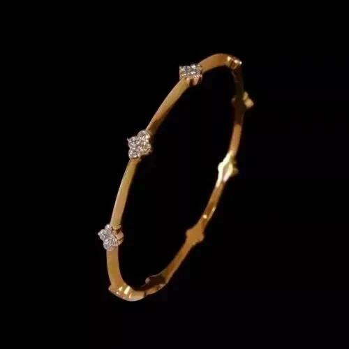 4t Round Cut Lab-Created Diamond Women’s Bangle Bracelet 14k Yellow Gold Finish