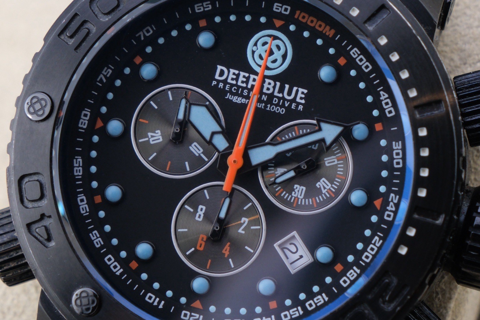 Juggernaut 1000m Chronograph PVD Black Swiss Quartz 46mm 7.1”