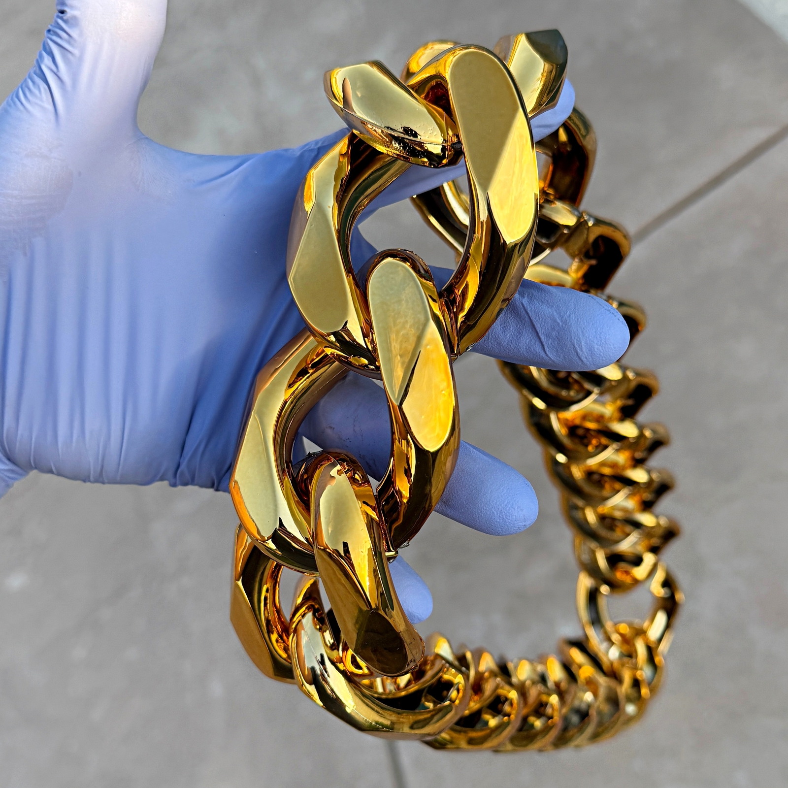 Huge Jumbo Hip Hop Chain Cuban Link Plastic Necklace Gold-Tone 60MM Thick 39″