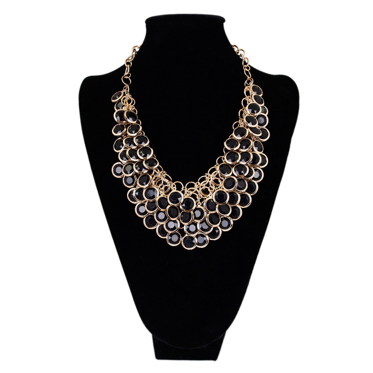 Elegant Gold Tone Resin Pendant Fashion Bib Statement Necklace- Diff. Colors