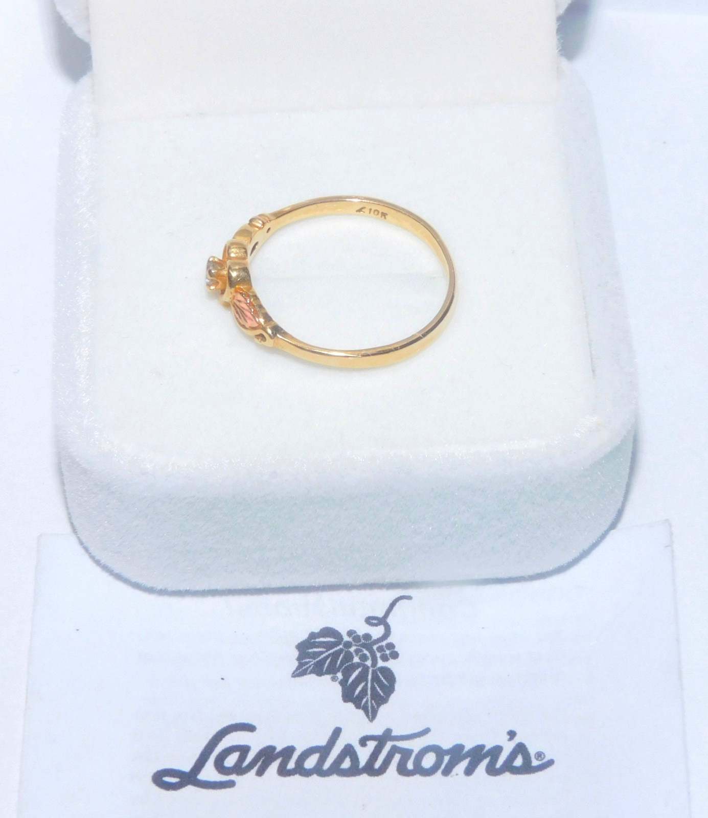 Black Hills Gold 10k Landstrom’s Diamond Ring Size 7 3/4