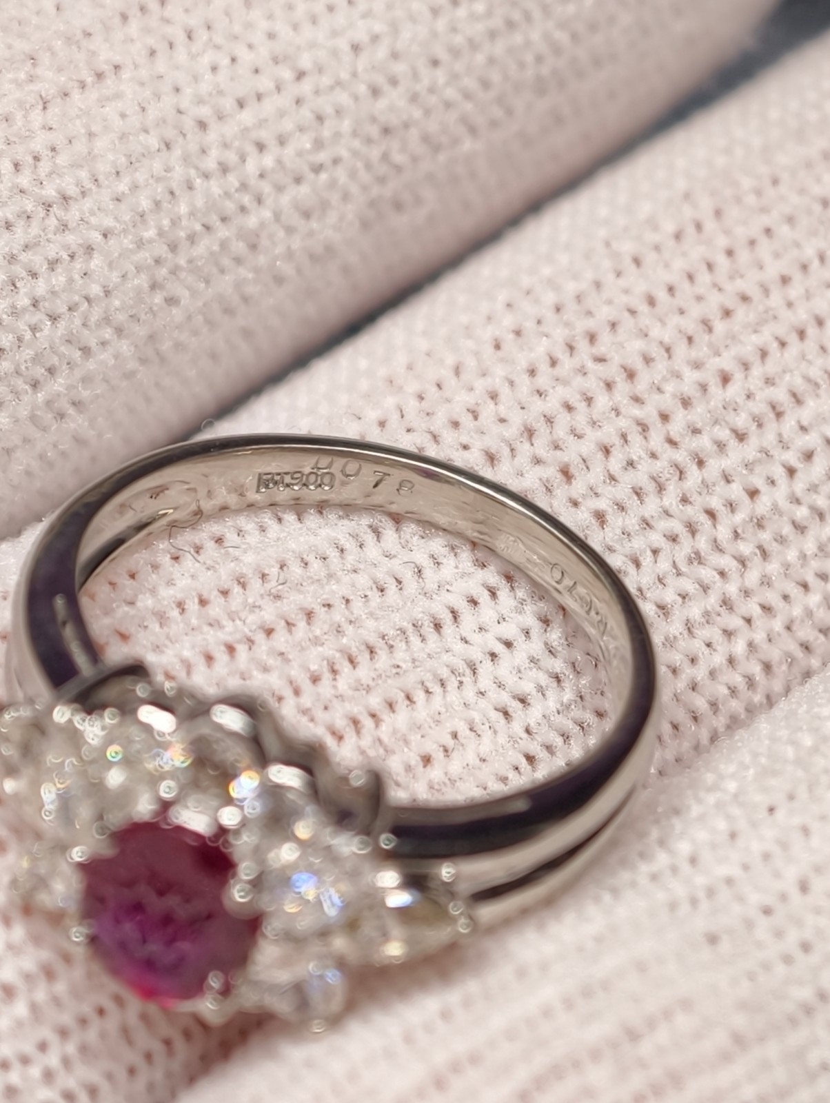 Exquisite Natural Ruby Ring (0.70 ct) with 0.78 ct Diamond Accents in Pt900