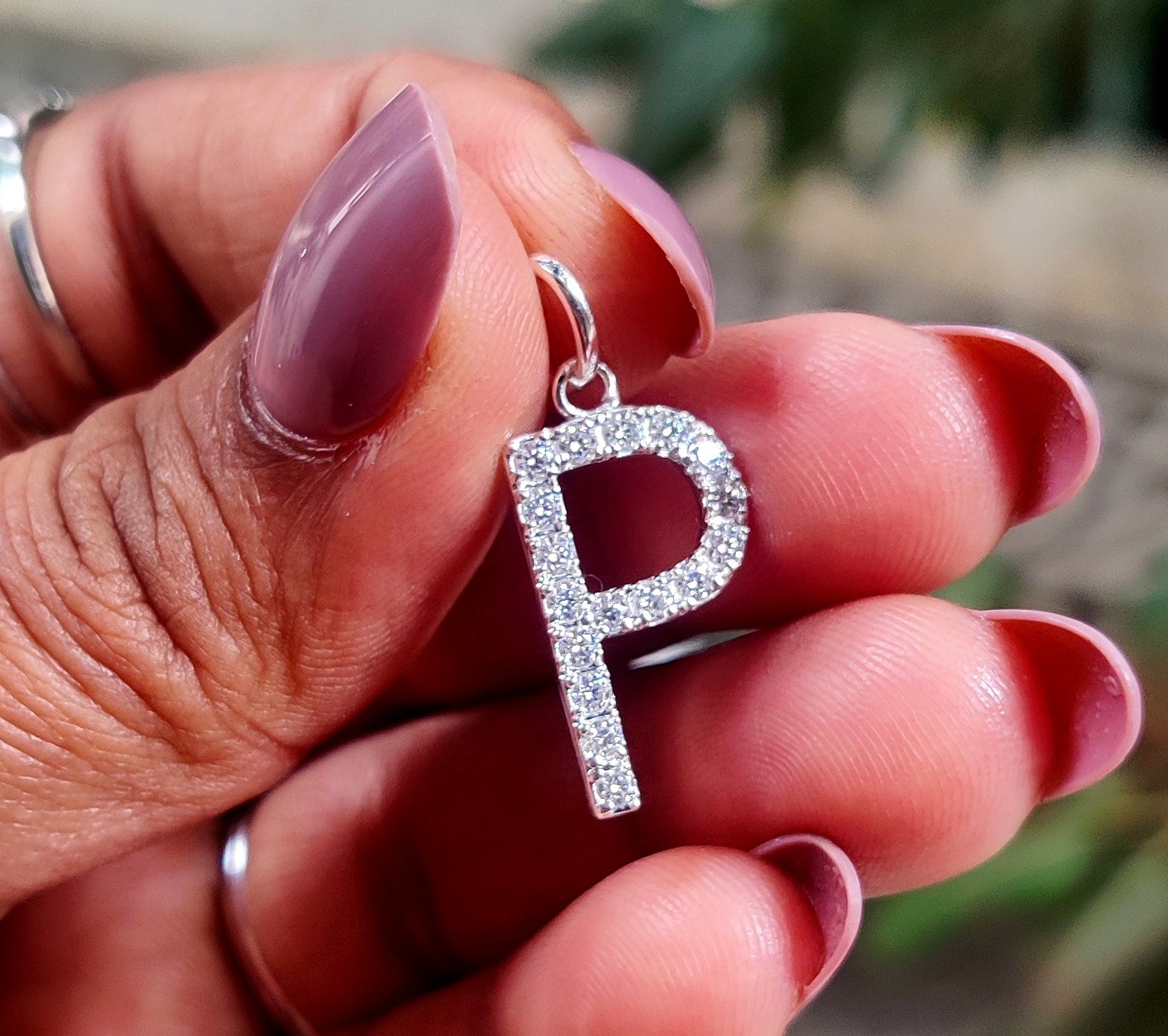 2Ct Round Lab Created Diamond Initial “P” Letter Pendant 14k White Gold Plated