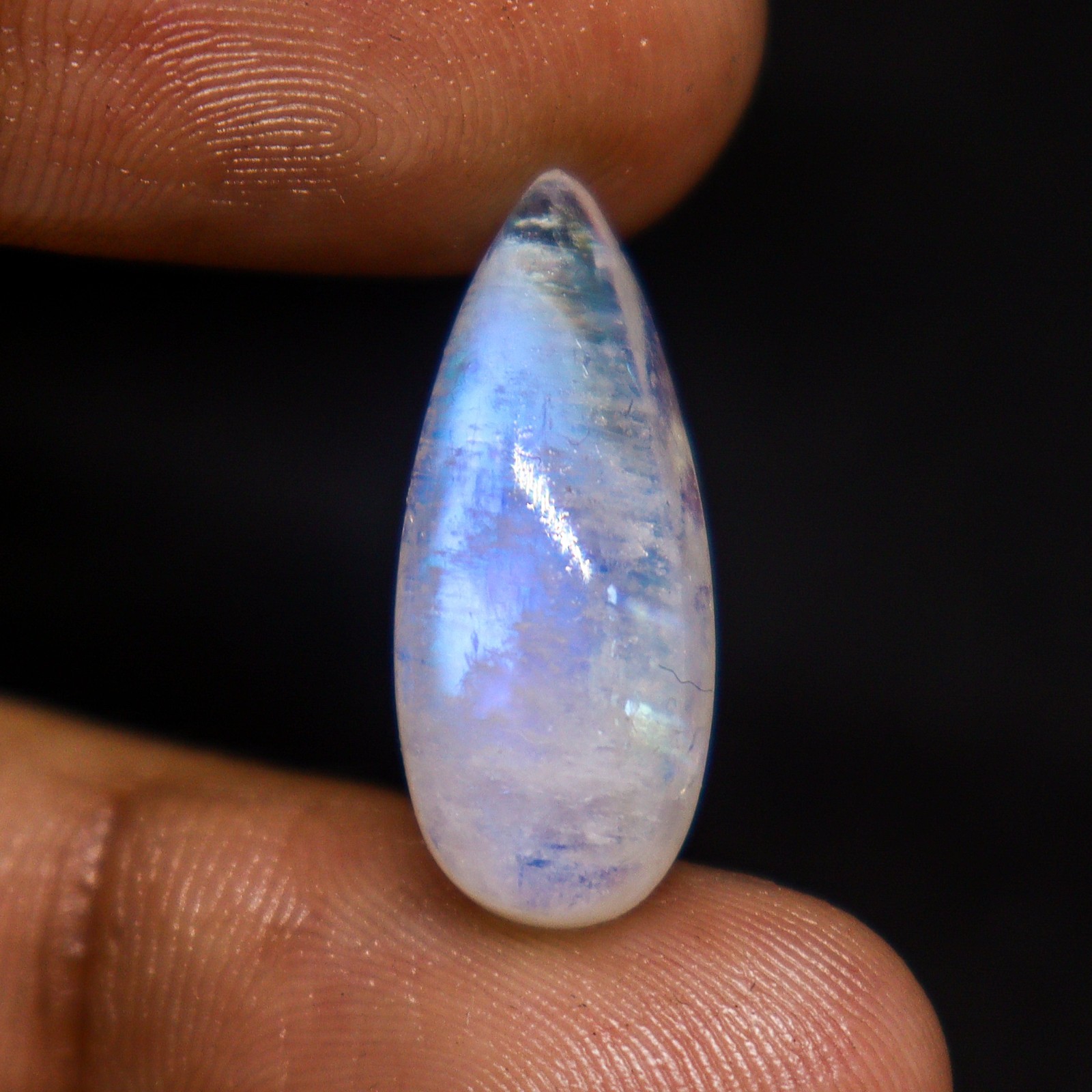 Natural Rainbow Moonstone Pear Cabochon 22×9 mm Blue Flash 11.00 Ct Gemstone