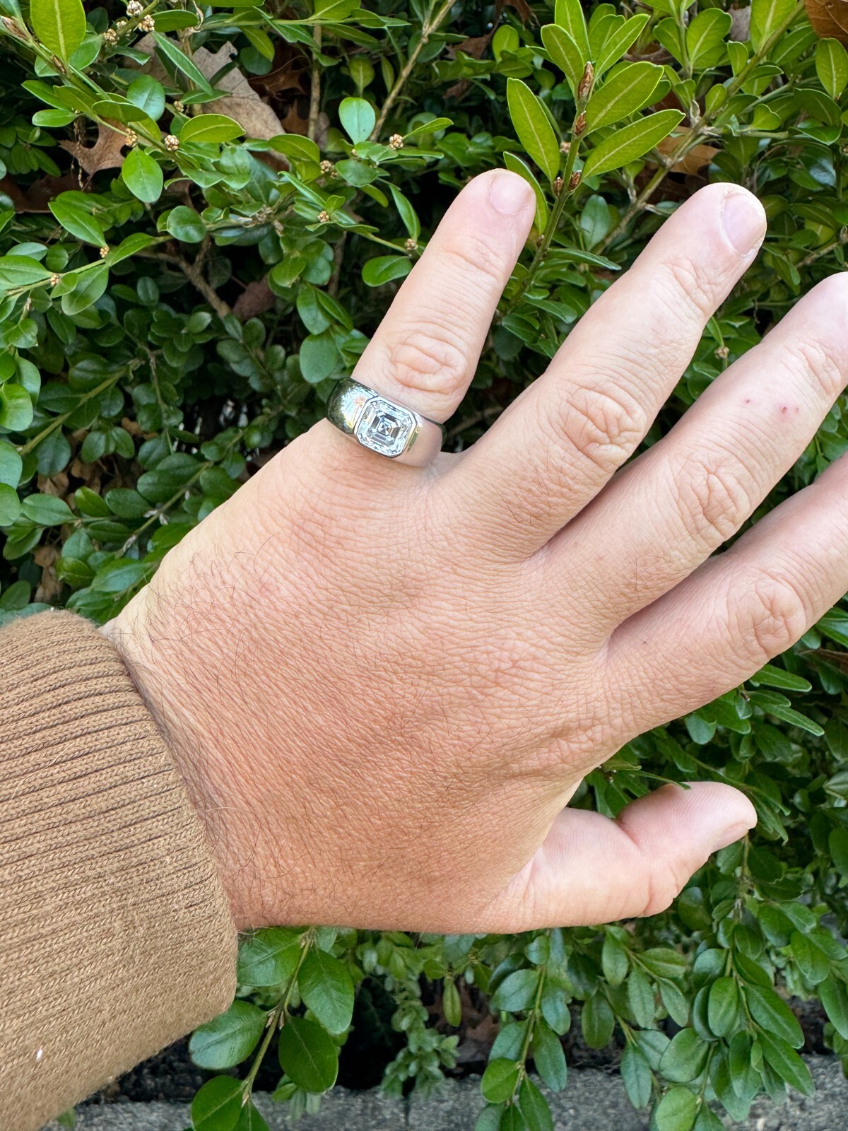 3ct MOISSANITE Asscher Cut Big Solitaire Men’s Real Solid 925 Silver Ring Pinky