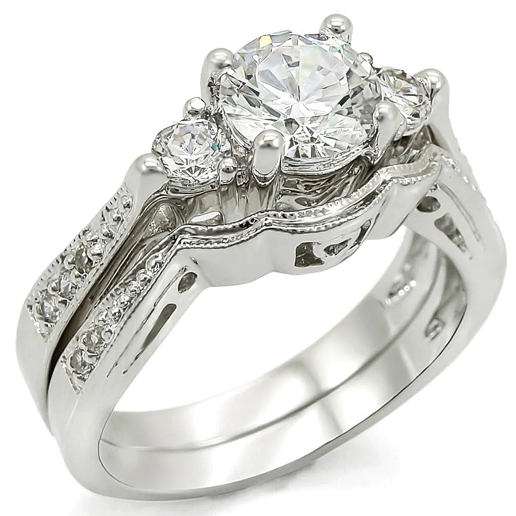 Women’s Ring Set, Clear CZ, Rhodium Plated, Brass, ring set, cz ring