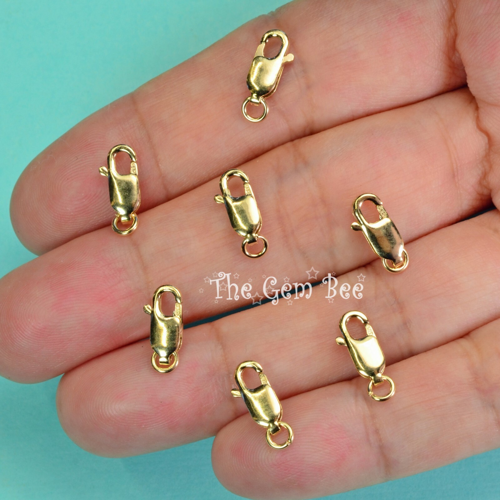 5MMx10.3mm 14k Solid Yellow Gold Lobster Clasp With Open Jump Ring