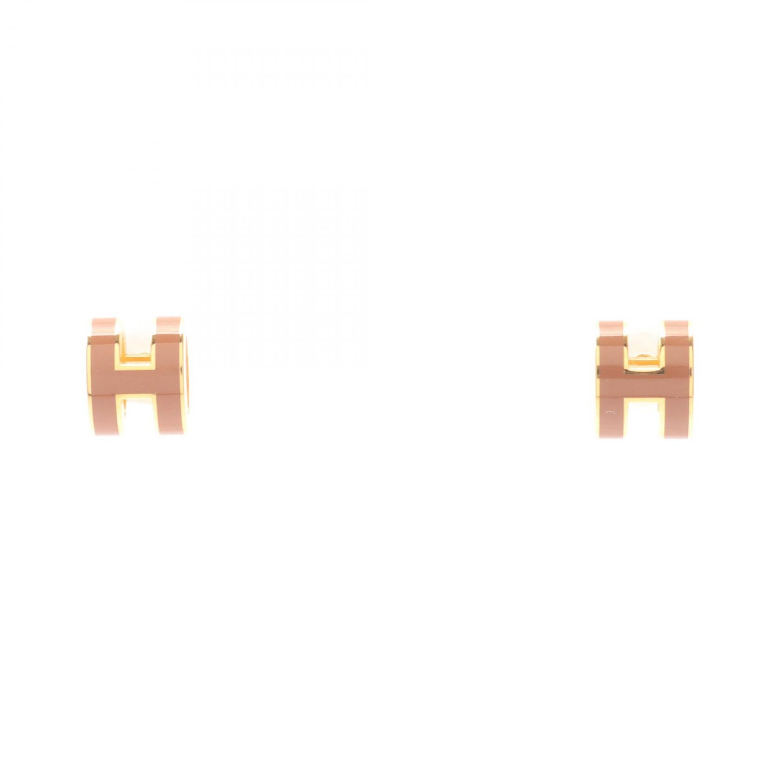 HERMES MINI POP H Pierced earrings Gold Plated Pink Used Women