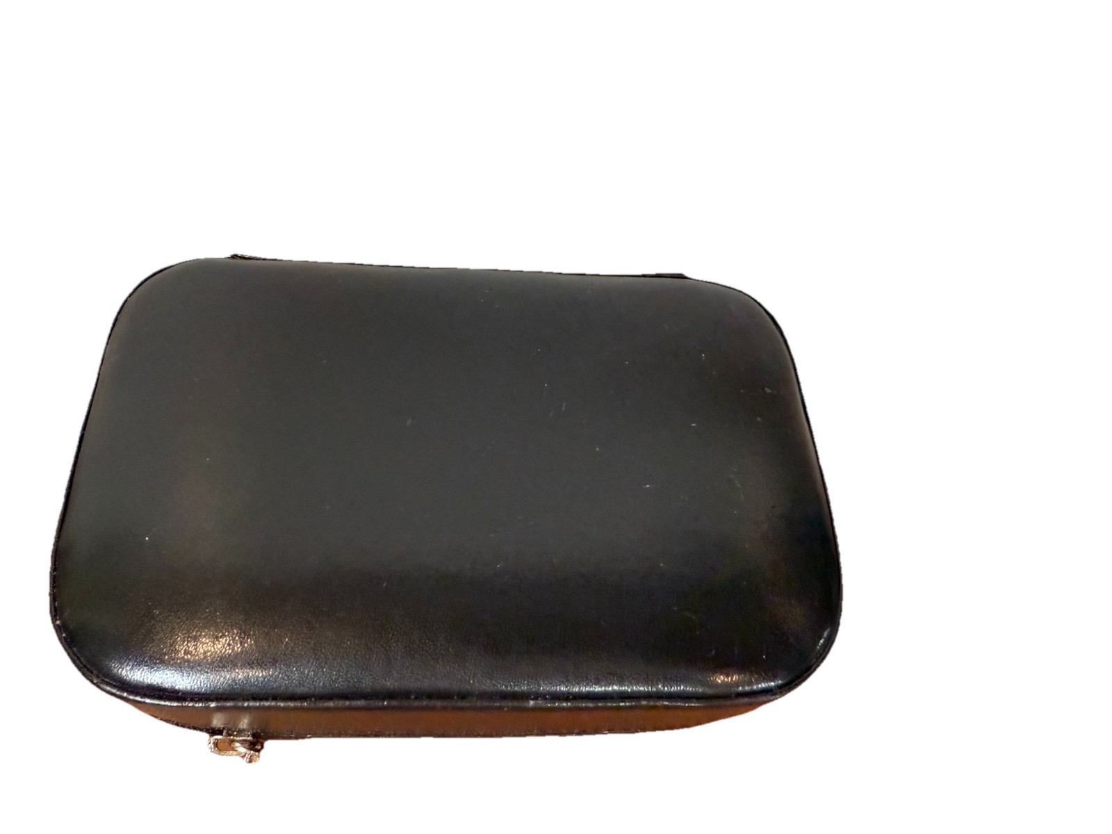 Black Travel Jewelry Case Faux Leather Zip. Velvet lining excellent condition.