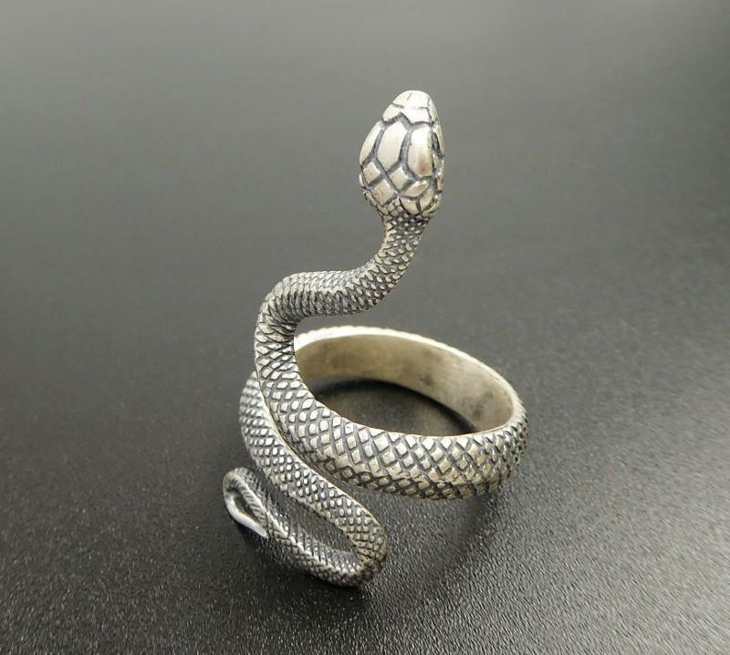 Handmade Sterling Silver Snake Wrap Ring Adjustable Women Men Great Details
