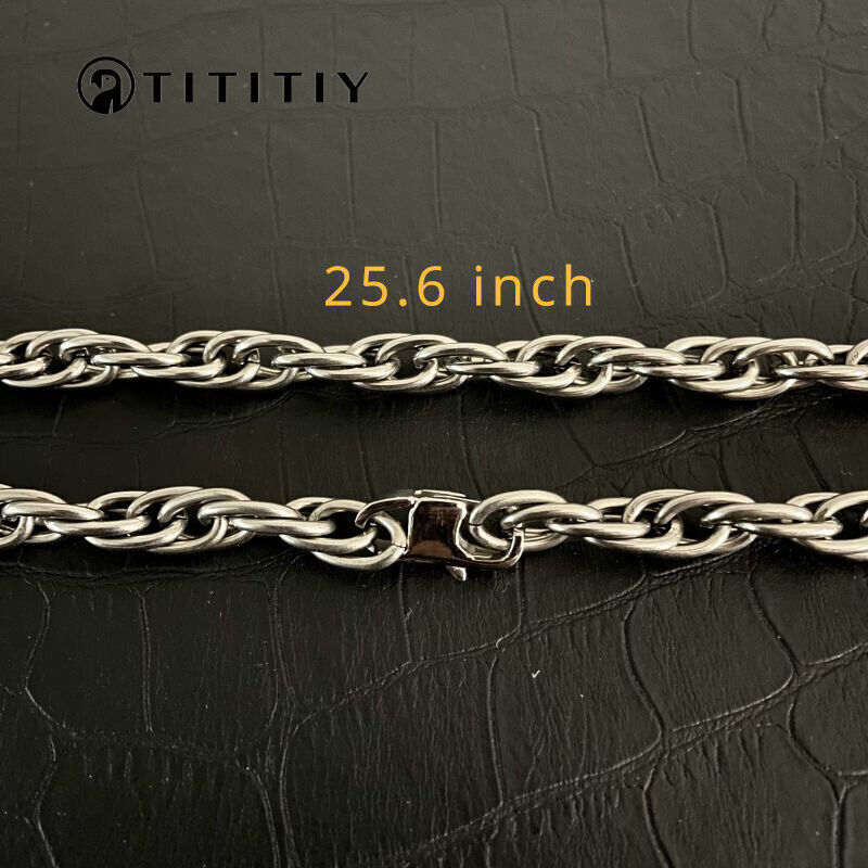 New Pure Titanium Twisted Necklace Wide 7mm Wide Anti Allergic 25.6 Inch Gift