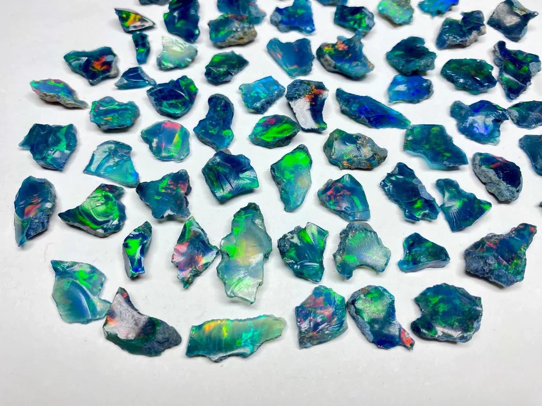 100 Cts Natural Ethiopian Black Opal Rough Welo Opal Multi Fire Raw Gemstones