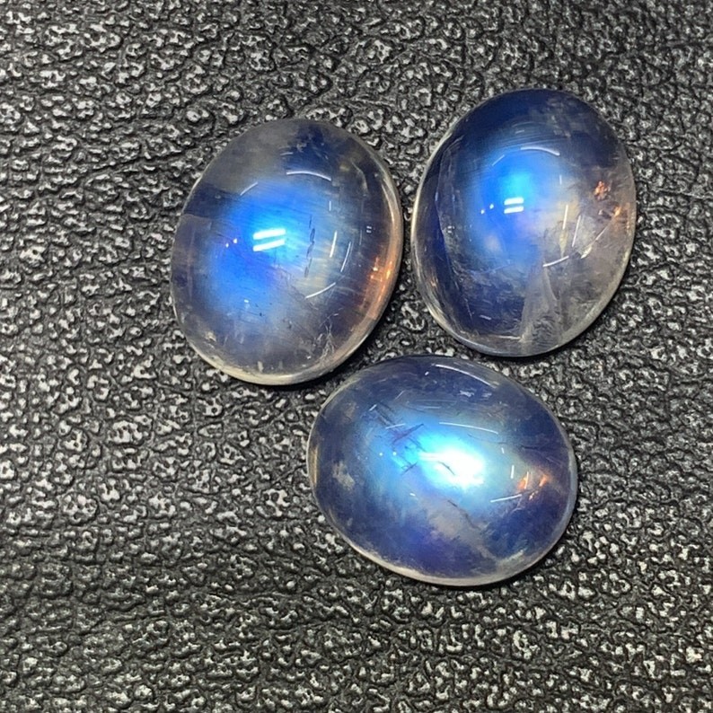 AAAAAA Quality Rainbow Moonstone Blue Fire Oval Shape Cabochon Size 10X12 MM