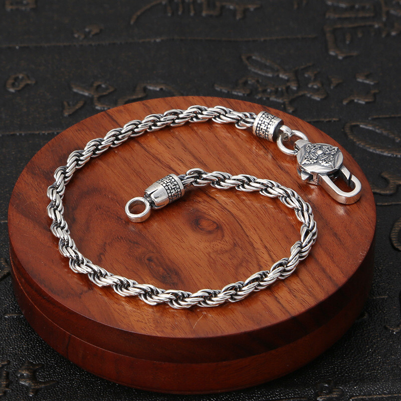 Solid 925 Sterling Silver 3mm Rope Link Chain Bracelet 18cm – 22cm Length