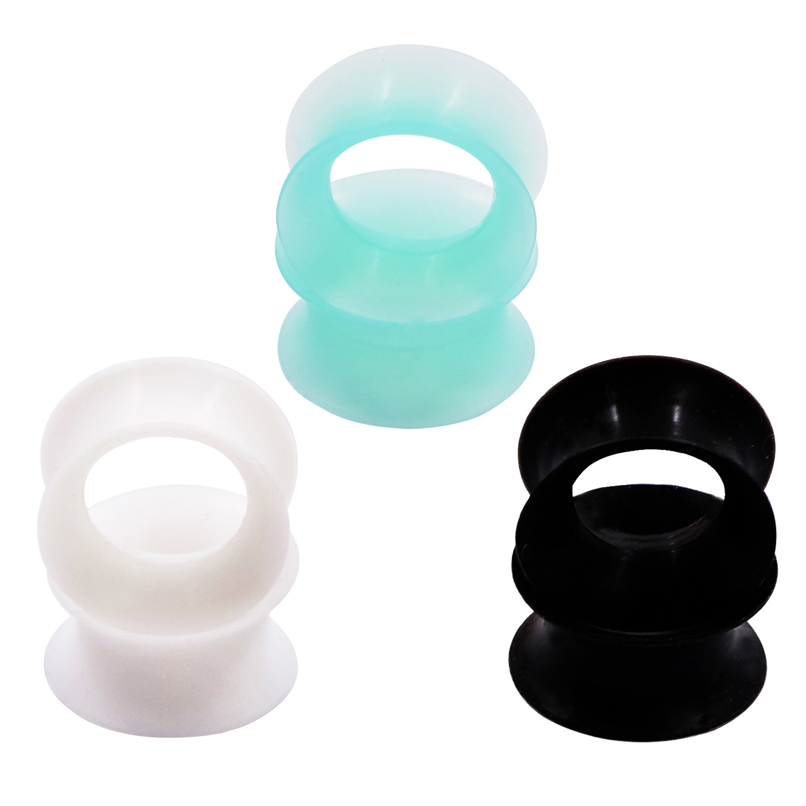 36× Thin Silicone Ear Gauges Soft Flexible Tunnels Plugs Earskin Earlets 2g-3/4″