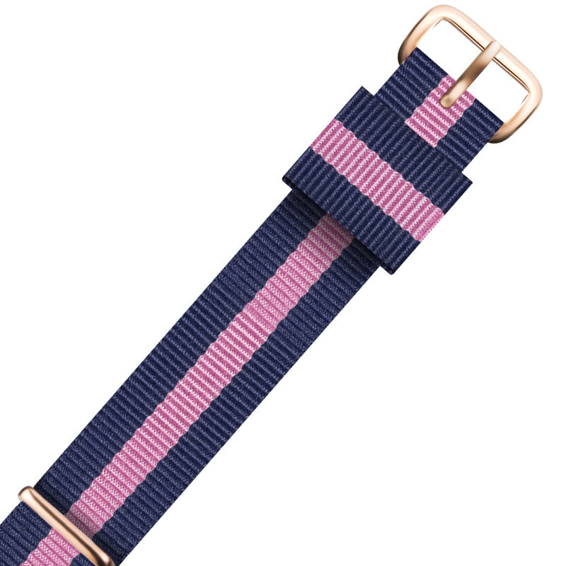 Nylon One Piece Watch Band Strap Striped Canvas Sports Wrist Band 18 20 22mm