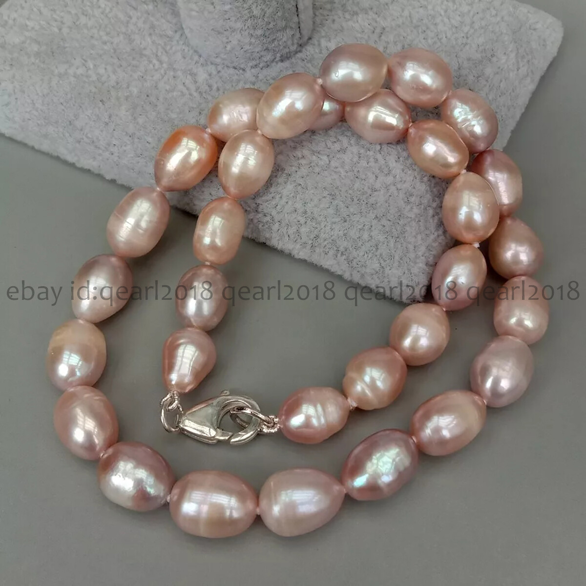 Natural White Black Gray Pink Purple Rice Cultured Pearl Necklace Silver Clasp