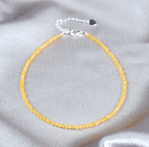 Natural 2mm Tiny Citrine Faceted Beads Healing Delicate Crystal Women Anklet New