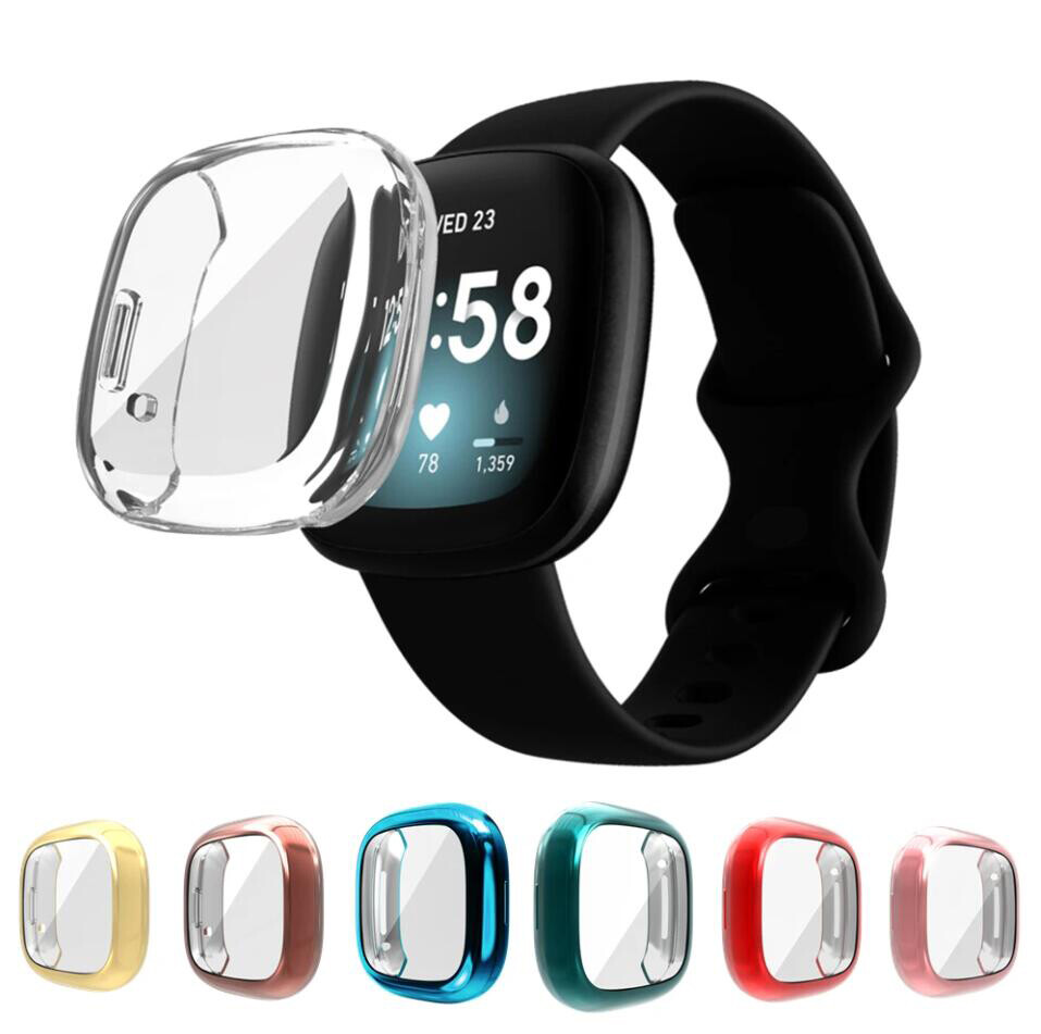 Soft TPU Cover Sport Silicone Watch band Strap For Fitbit Versa 3 4/Sense 2 1