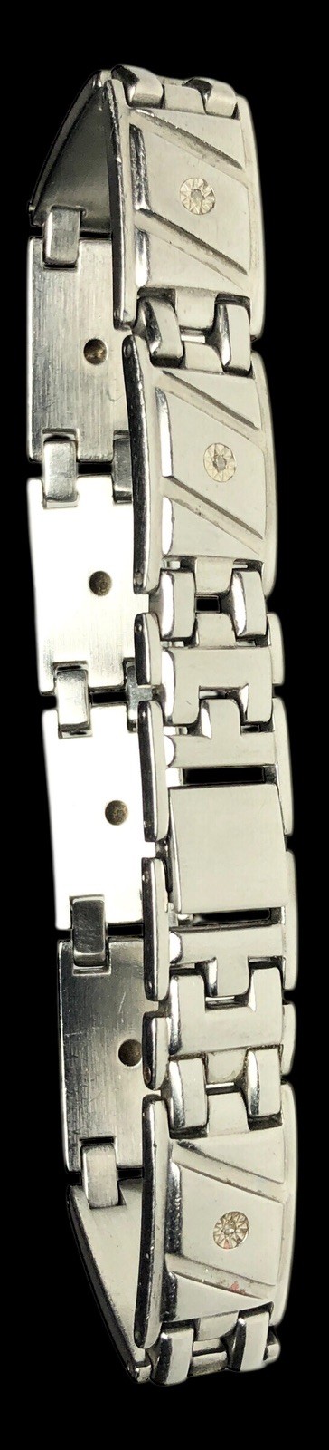 Helzberg Diamonds Stainless Steel 9″ Bracelet With Diamond Accents 10k Tops