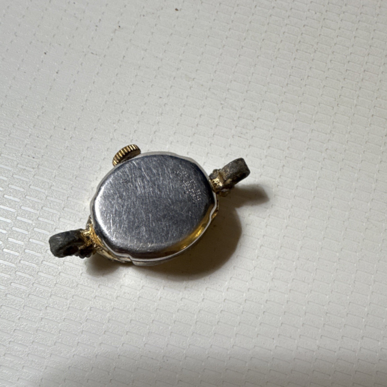 Vintage Silver Metal Wristwatch Case & Dial Non-Numeric Hour Marks for Parts