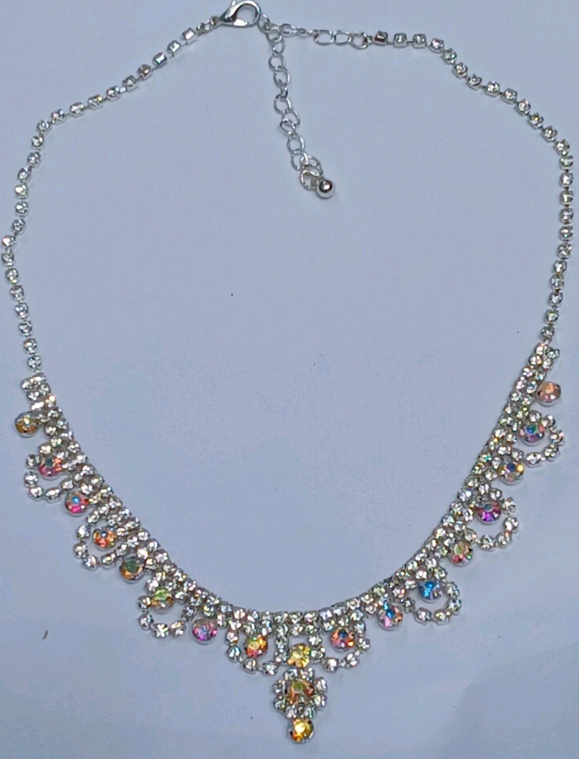 Beautiful colorful rhinestone showstopper stunning beauty necklace. 20″