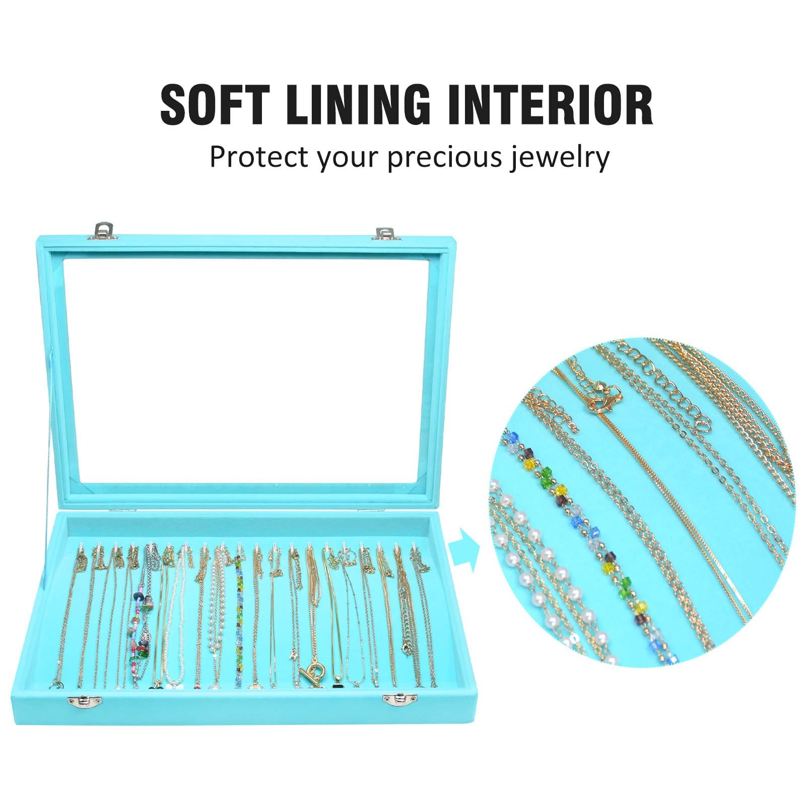 Velvet Necklace Display Jewelry Tray 20 Hook Necklace Tray Necklace Pendant J…