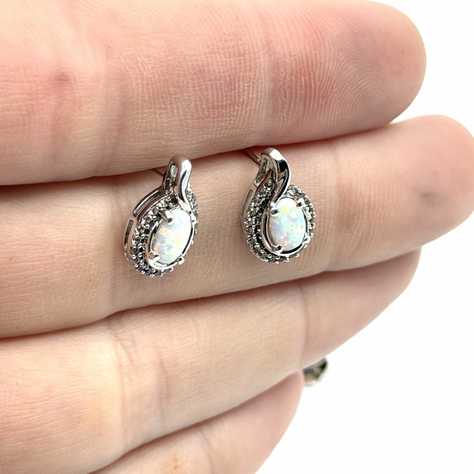 Kay Jewelers Opal Sterling Silver Gemstone Accent 925 Stud Style Earrings
