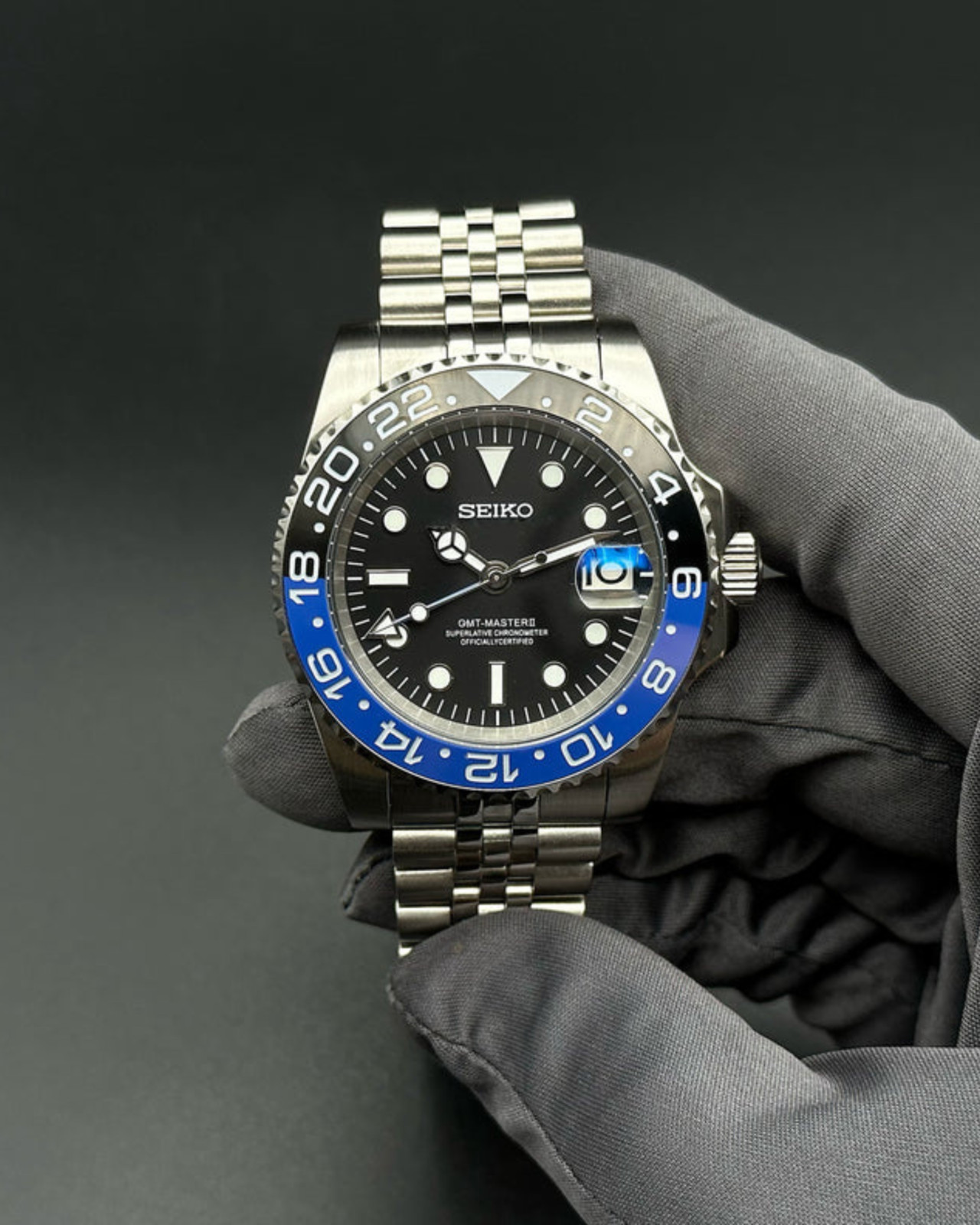 PrimeCrown Steel GMT Automatic | Blue/Black 24h Bezel | NH34