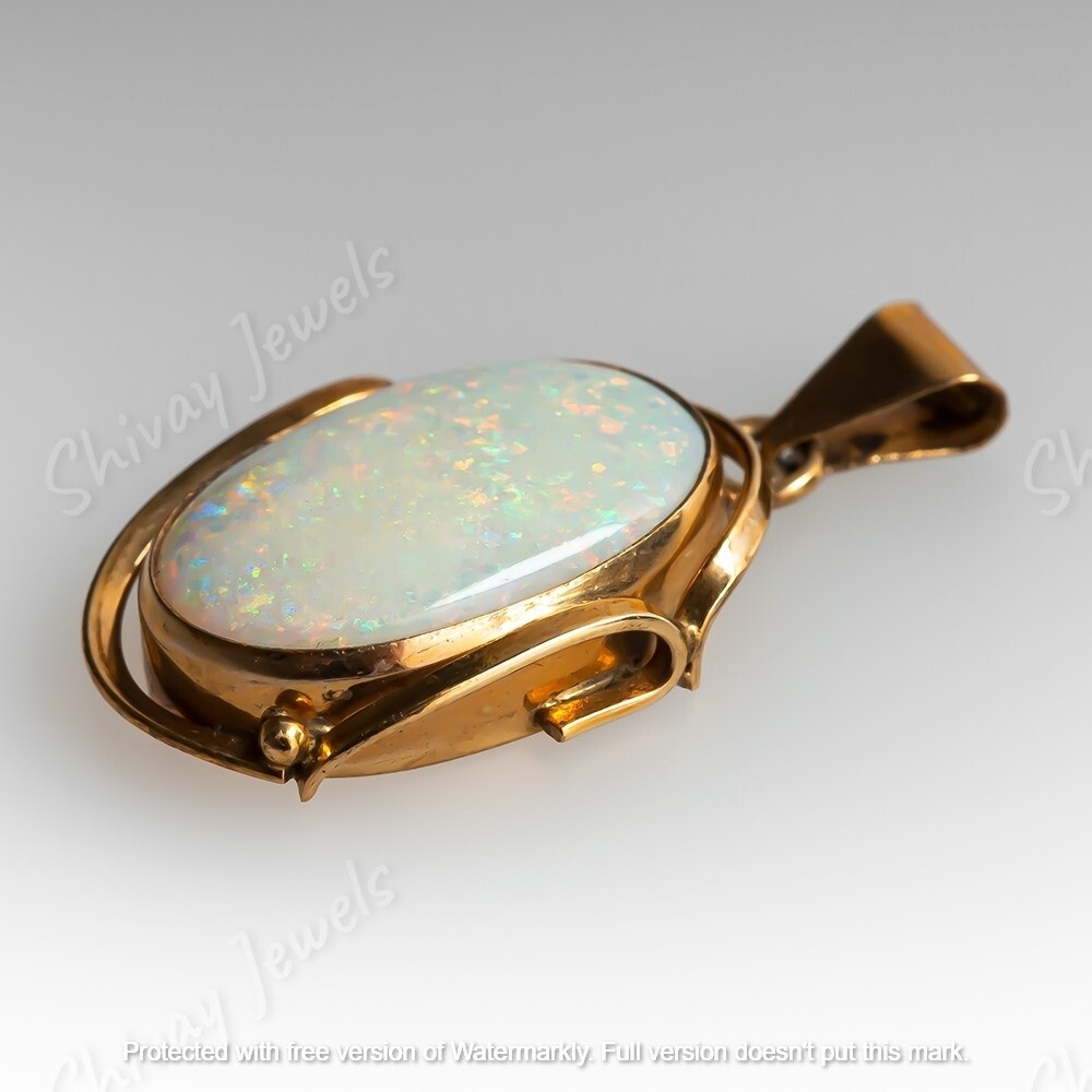 Genuine Fire Opal 2Ct Oval Cut Solitaire Pendant 14K Yellow Gold Plated Silver