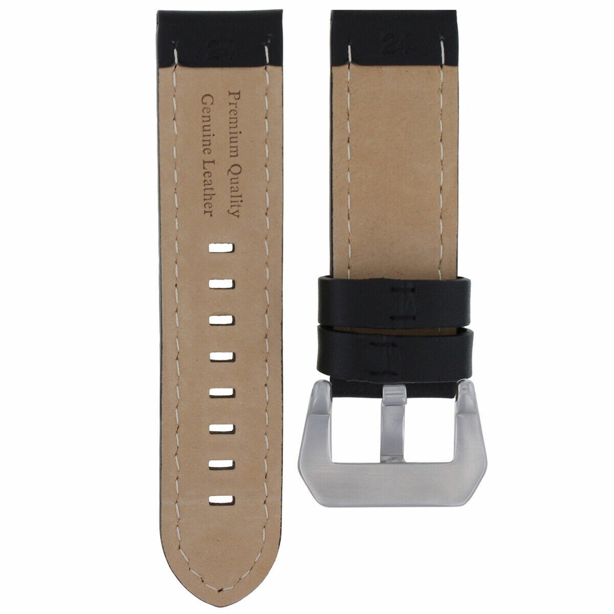 20mm Black Cow Leather Replacement Watch Strap For Anonimo