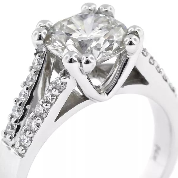 Side Stone Engagement Ring Solid 14K Gold 2.53 CT Round Lab-Grown Diamond J SI2