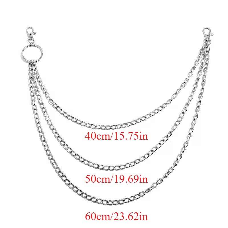 Silver Layered Trouser Chains Vintage Punk Hip Hop Waist Chain Street Accessory