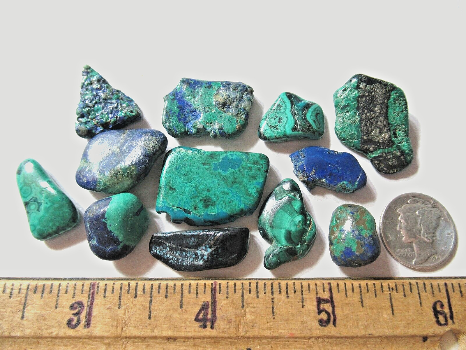 AZURITE-MALACHITE FLATS & STONES 150tcw 14mm X 11mm TO 24mm X 18mm #506