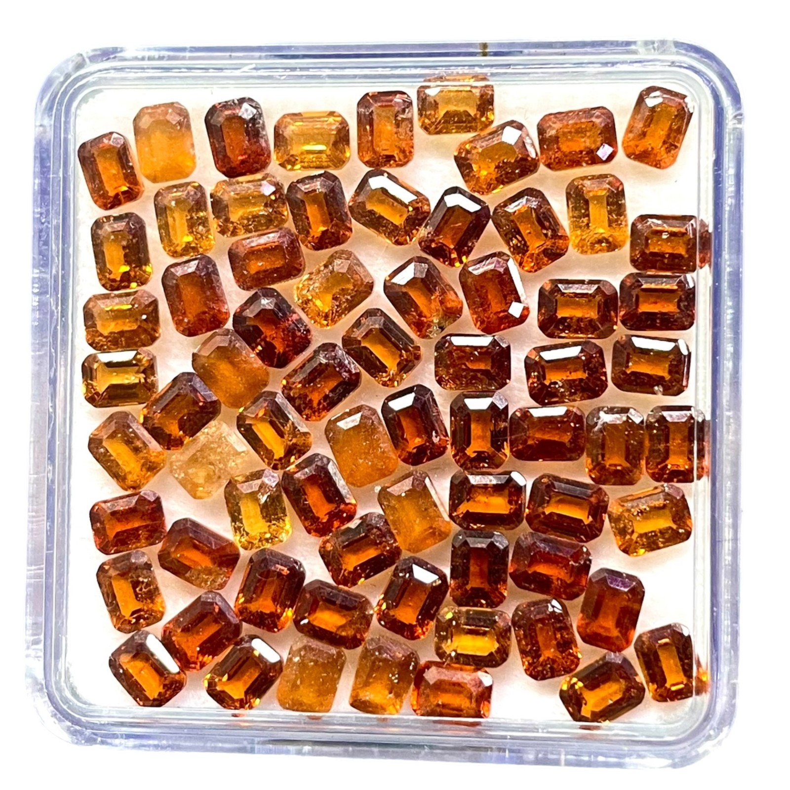 50 Pcs Natural Hessonite Garnet 3.8×2.8mm Emerald Cut Loose Untreated Gemstones
