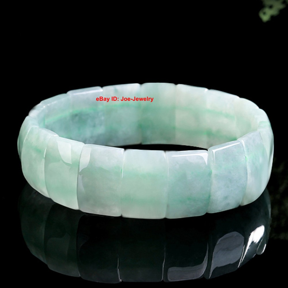 NEW Natural Grade A Jade Wider Rectangle Bead Stretch Bracelet 14-16cm