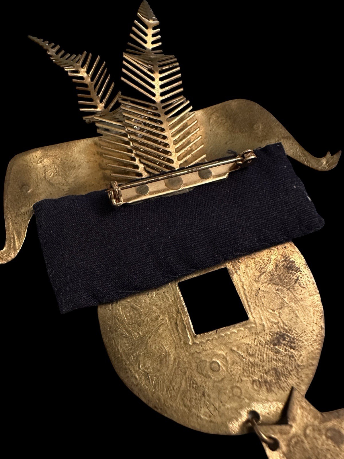 Vintage Rare Elephants Theme Brooch Inspired By South East Asia Mixed Materials