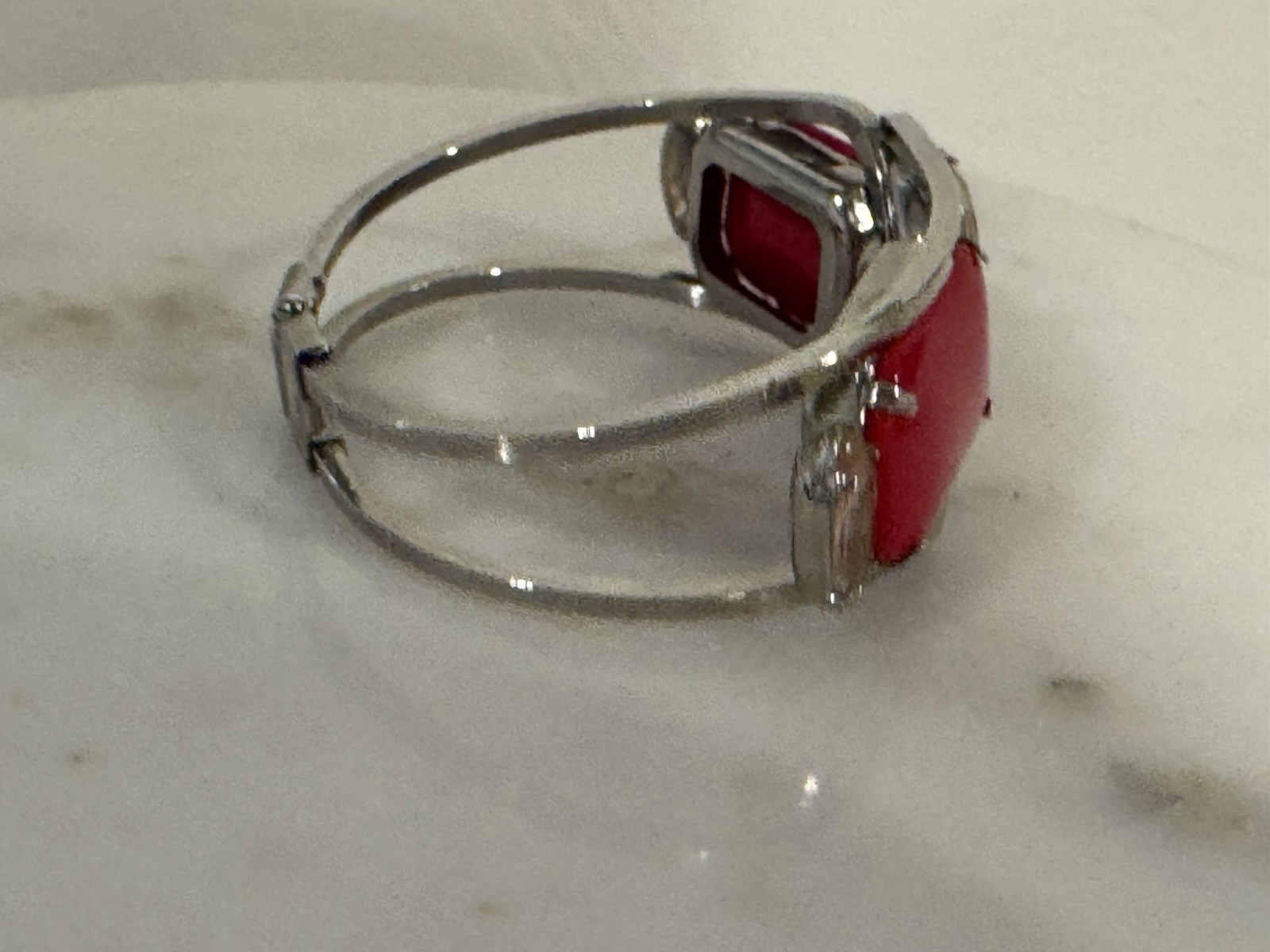 Vintage 80s Cherry Cabochon Rhinestone Clamper Hinged Bracelet 1980s