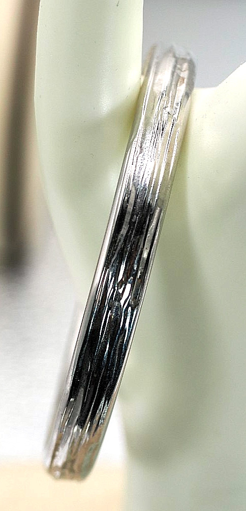 14K White Gold Resin Core Bangle Bracelet With Line Design From Milor Italy