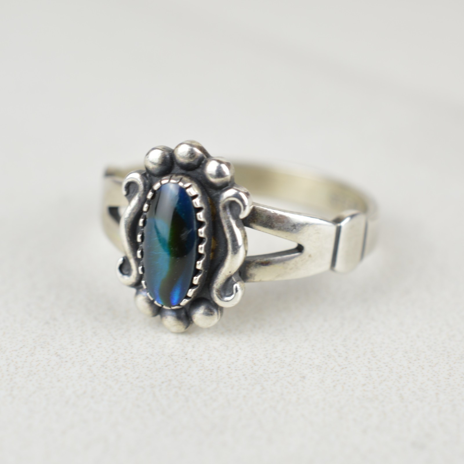 Vintage Signed Wheeler Sterling Silver Paua Abalone Shell Ring 5.75 Southwestern