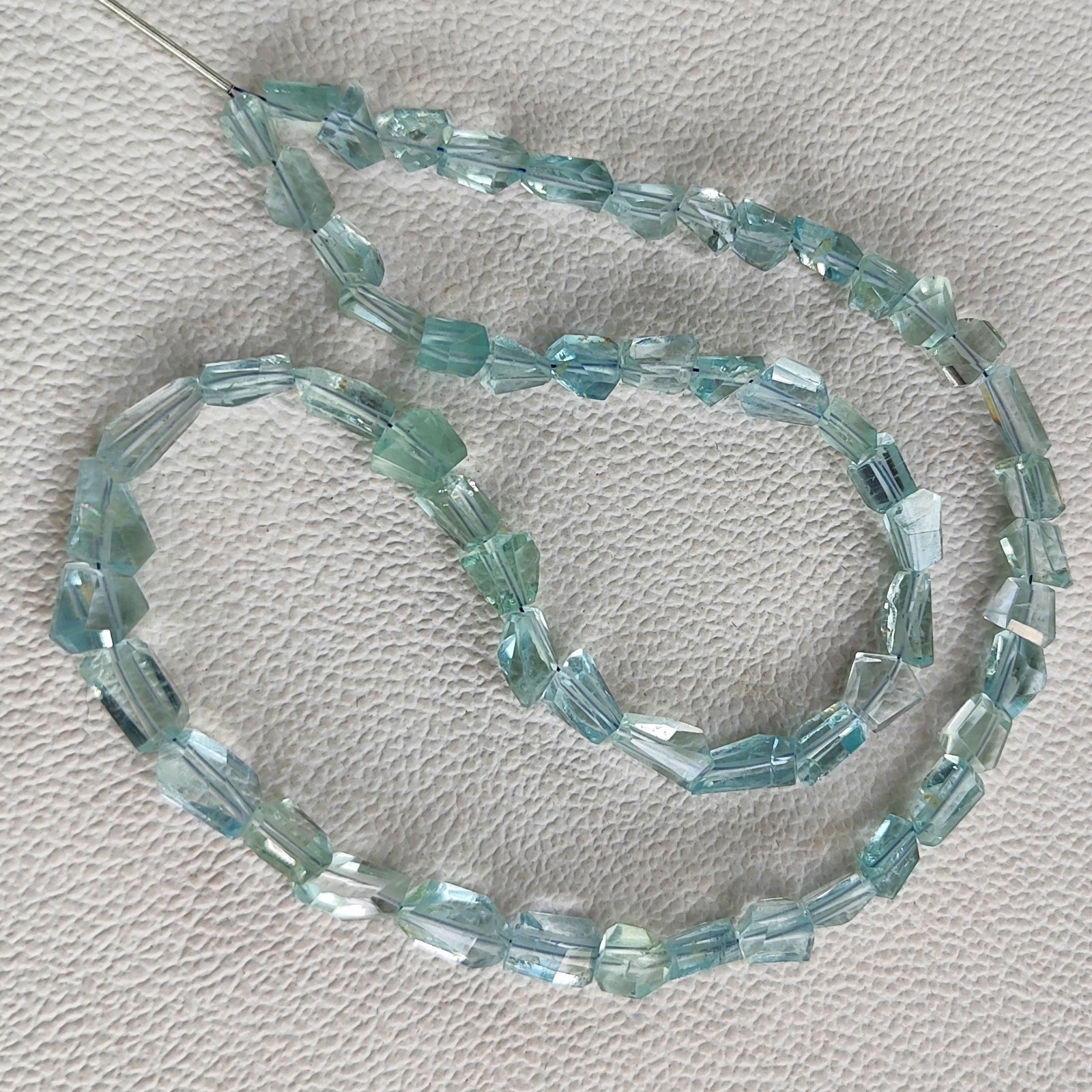 Natural Blue Aquamarine Faceted Nugget Beads 7-9mm 16″ Strand Brazil Jewelry DIY