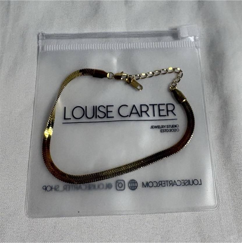 Louise Carter Gold Tone Snake Chain Adjustable Bracelet w/ Lobster Clasp