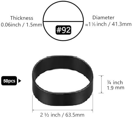 Tactical Rubber Bands Size #92 (2 1/2” x 3/4”), 50 Pcs Black Thick Wide Small