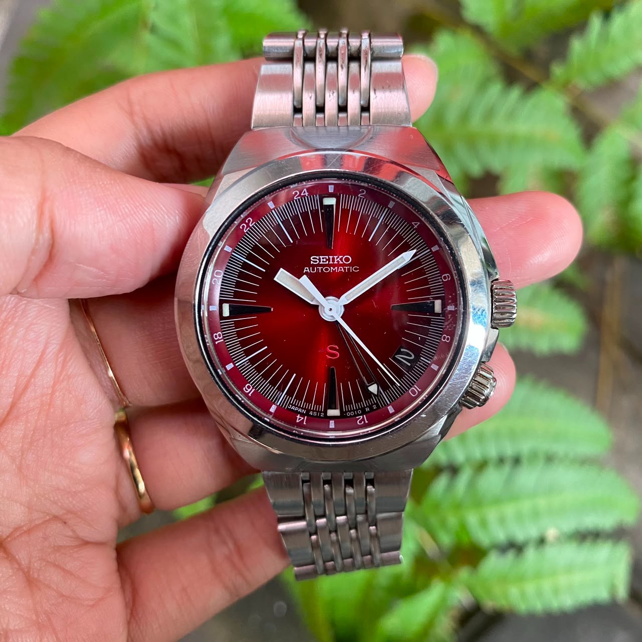 Rare Seiko SUS SCFF007 GMT Red Dial Automatic Hi-Beat Date Vintage Watch Men