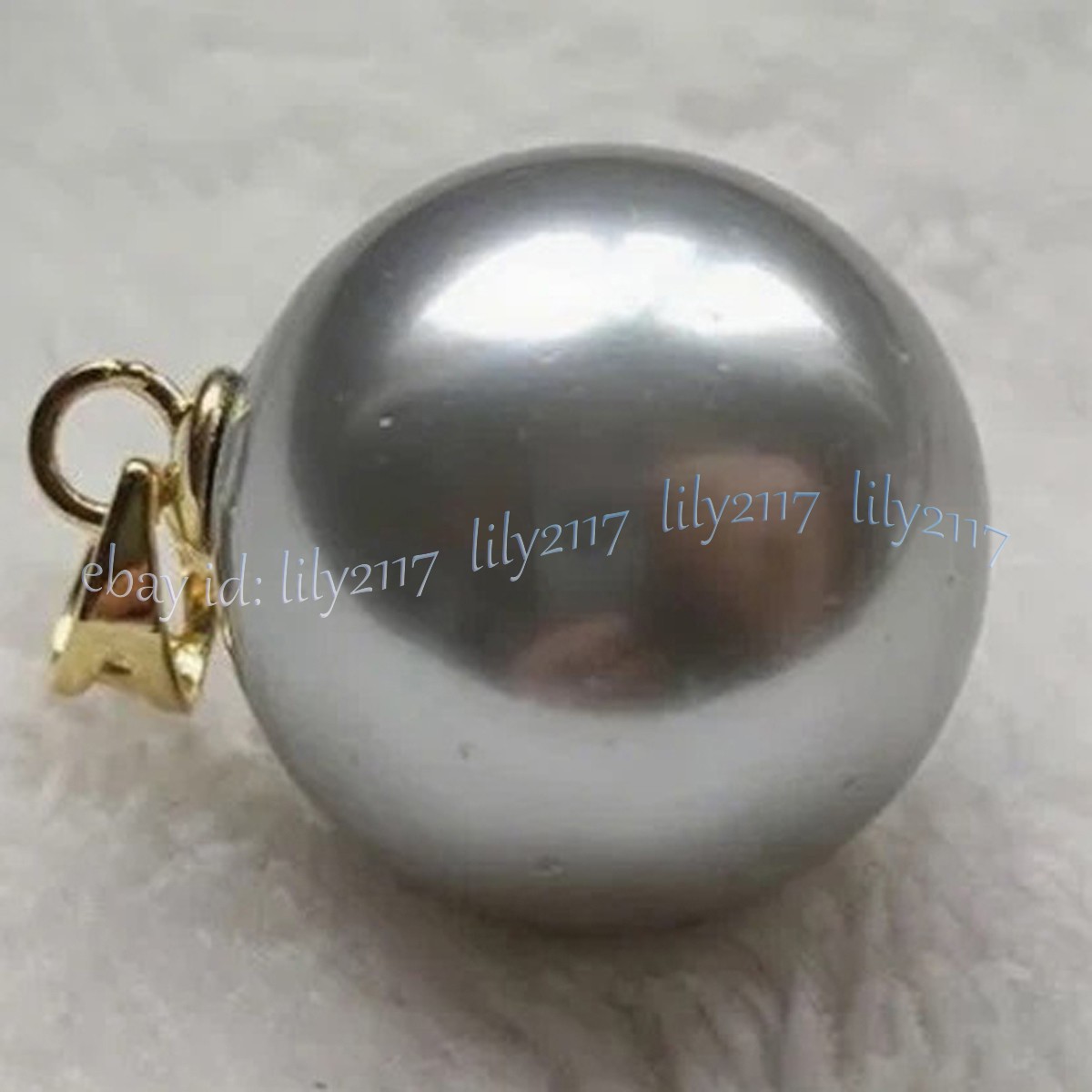 Beauty AAA Real Natural Perfect Round Silver Gray Akoya Pearl Pendant 14K Gold