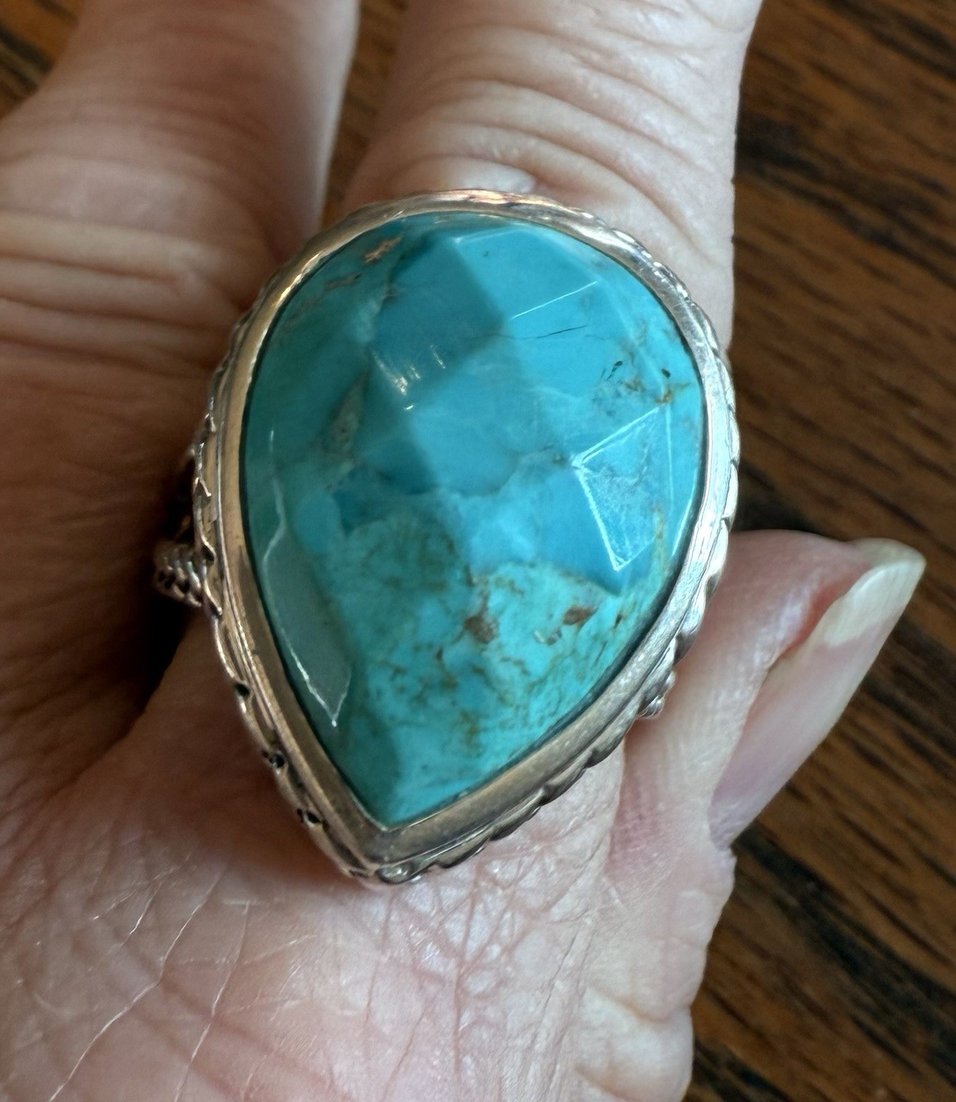 marked 925 sterling silver Barse shiny bright modern Turquoise ring Sz 9 75 New