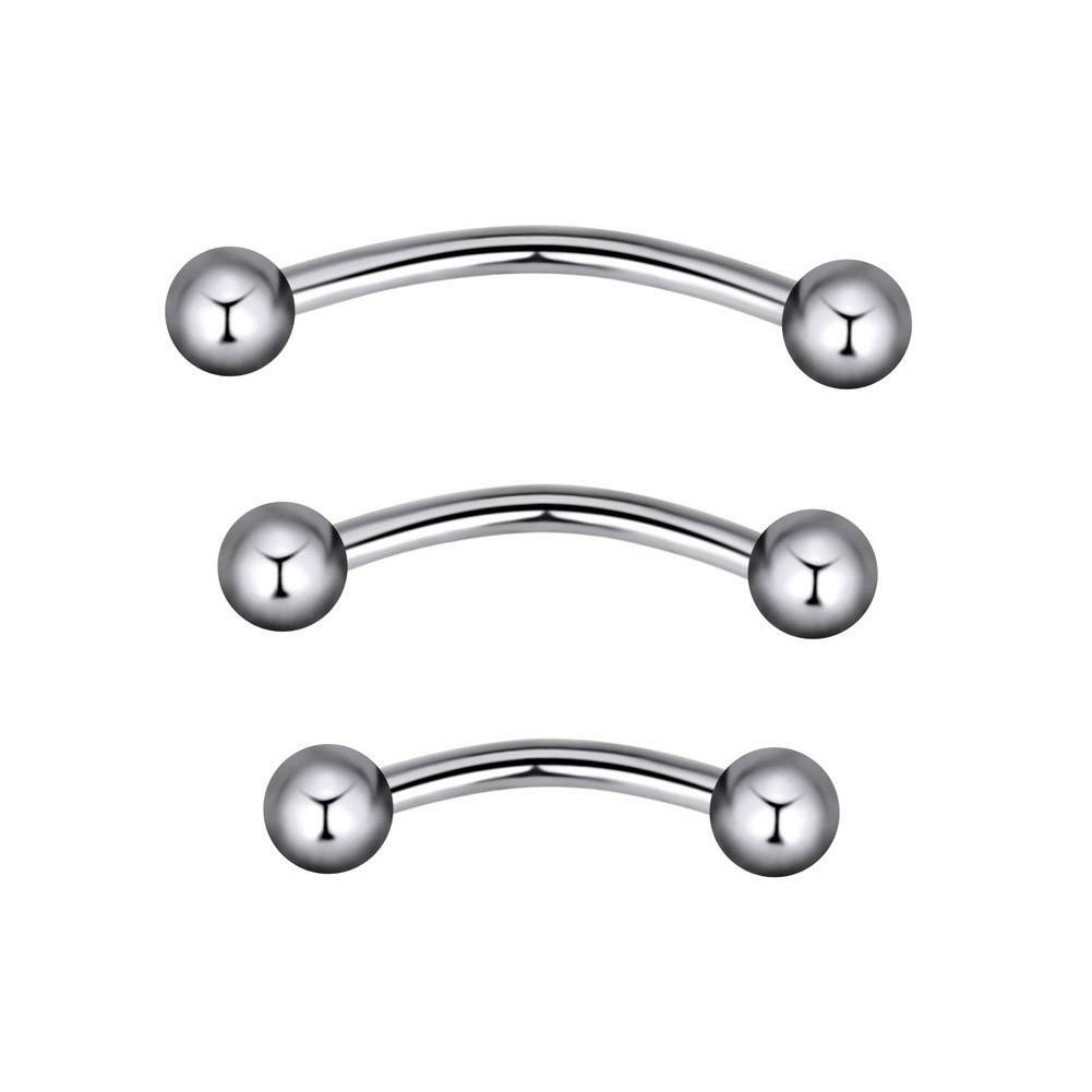 6PCS Mix Color Eyebrow Stud Curved Barbell Surgical Steel Bent Piercing Ring 16G